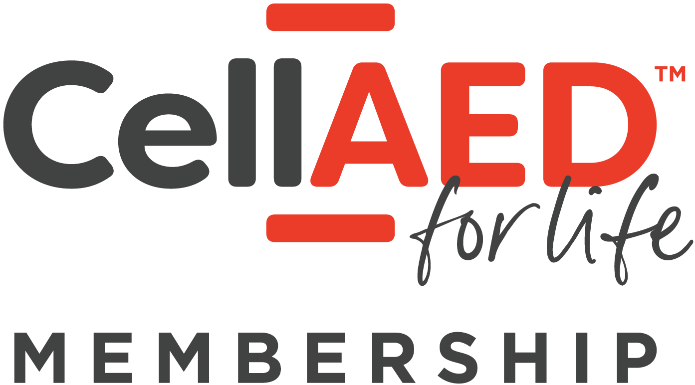 CellAED for life membership logo. UK authorised reseller of the world's first personal AED - CellAED